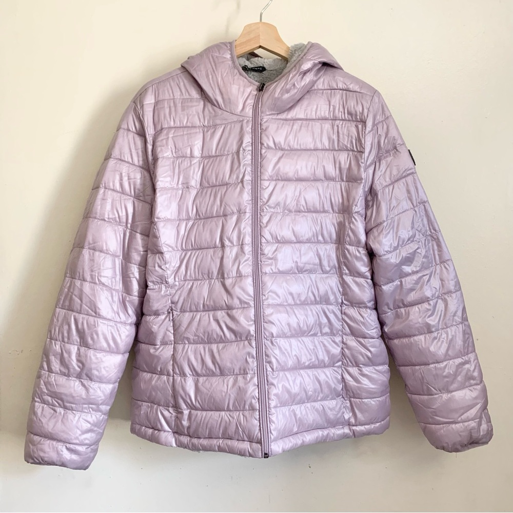 Andrew Marc Lilac Purple Puffer Quilted Reversible Full Zip Jacket Large